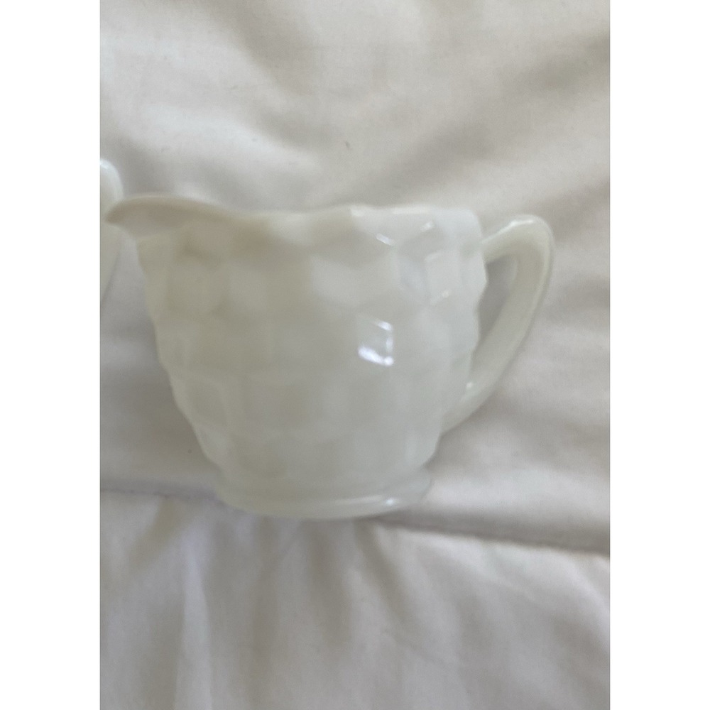 Jeannette Cubist Milk Glass Creamer White 2.75" High Vintage